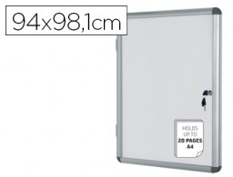 Vitrina de anuncios Bi-Office 940x981mm. magnética blanca con puerta y cerradura
